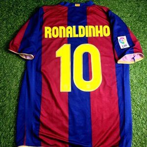 Ronaldinho Barcelona Anniversary 2007 2008 Soccer Jersey L SKU# 237741-655